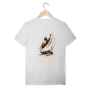 Nome do produto T-shirt Quality JESUS NO BARCO (Fé e Proteção) *Estampa nas Costas*
