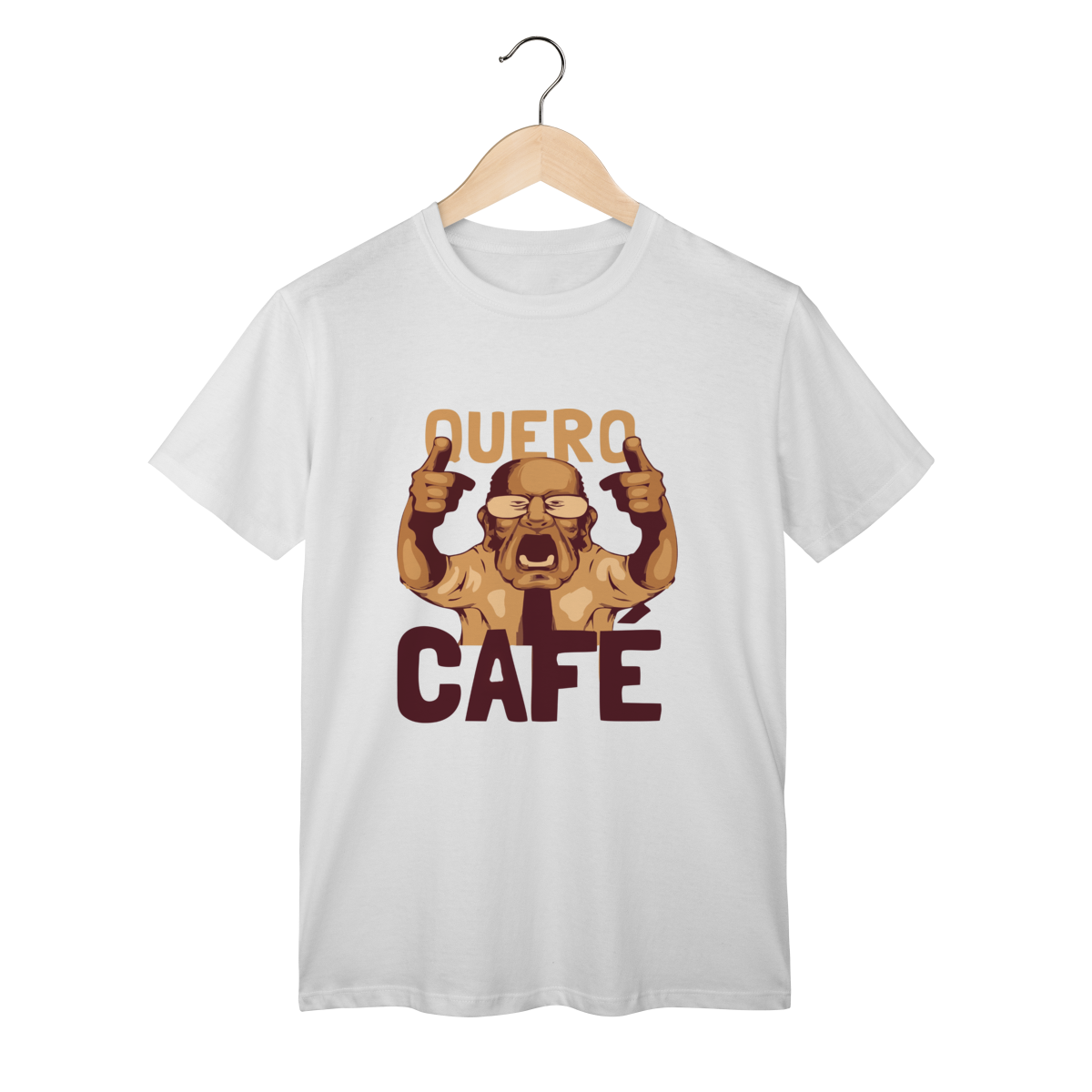 T-Shirt Classic: QUERO CAFÉ! (Urgência Matinal em Algodão Premium)