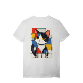 Nome do produto T-Shirt Quality: Gato Abstrato (A Única Forma Geométrica que Ronrona!) *Estampa nas Costas*