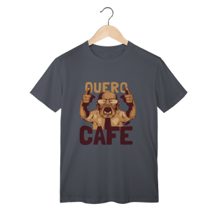 Nome do produto T-Shirt Classic: QUERO CAFÉ! (Urgência Matinal em Algodão Premium)
