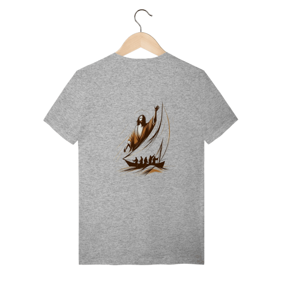 T-shirt Quality JESUS NO BARCO (Fé e Proteção) *Estampa nas Costas*