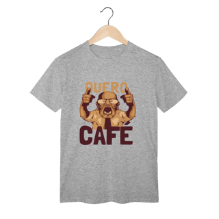 Nome do produto T-Shirt Classic: QUERO CAFÉ! (Urgência Matinal em Algodão Premium)
