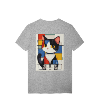 Nome do produto T-Shirt Quality: Gato Abstrato (A Única Forma Geométrica que Ronrona!) *Estampa nas Costas*