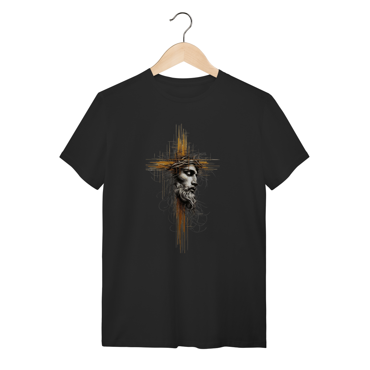 T-Shirt Quality: Fé e Devoção (Jesus e Crucifixo)
