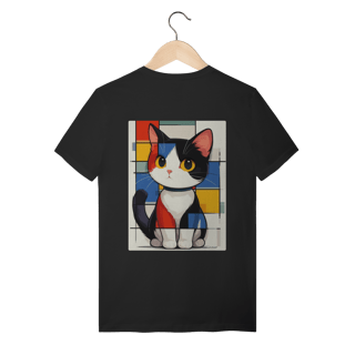 Nome do produto T-Shirt Quality: Gato Abstrato (A Única Forma Geométrica que Ronrona!) *Estampa nas Costas*