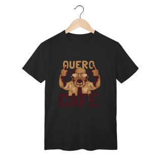 Nome do produto T-Shirt Classic: QUERO CAFÉ! (Urgência Matinal em Algodão Premium)