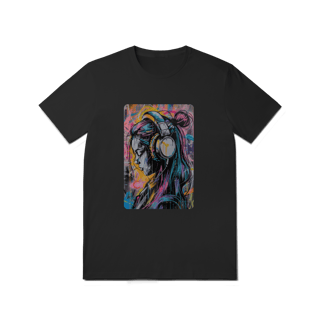 Nome do produto T-Shirt Quality: Neon Vibe (O Único Ruído é o Fio do Fone – O Conforto é Silencioso!)