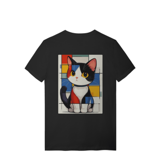 Nome do produto T-Shirt Quality: Gato Abstrato (A Única Forma Geométrica que Ronrona!) *Estampa nas Costas*