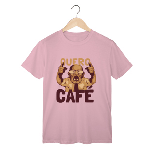 Nome do produto T-Shirt Classic: QUERO CAFÉ! (Urgência Matinal em Algodão Premium)