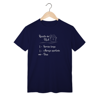 Nome do produto Camiseta “Receita do Dia” – Sorriso, Abraço e Infinito Deus | Fé com Alegria