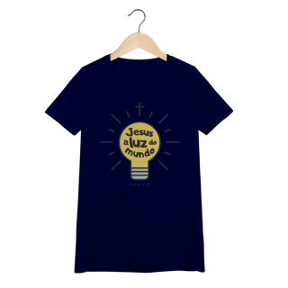 Nome do produto Camiseta “Lâmpada – Jesus, a Luz do Mundo” | Fé que Ilumina Caminhos