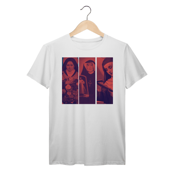 Camiseta Coleção Todos os Santos – Santa Teresinha, Santa Faustina e Santa Rita de Cássia