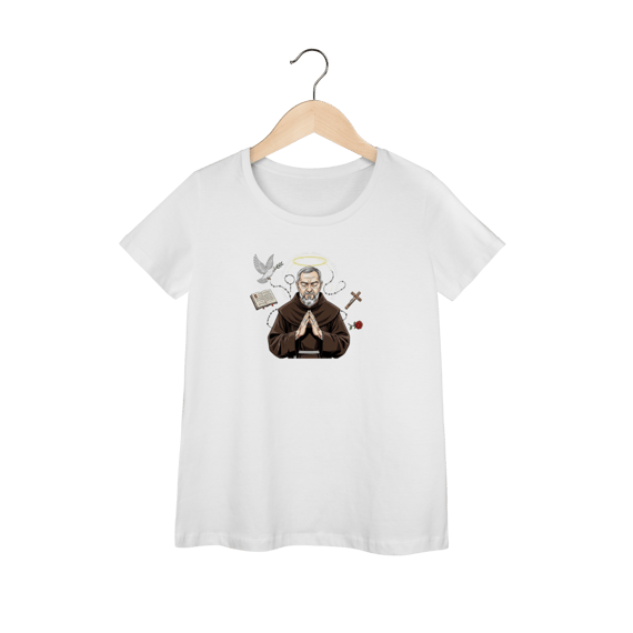 Camiseta Baby Long Padre Pio – Fé, Milagre e Devoção Verdadeira