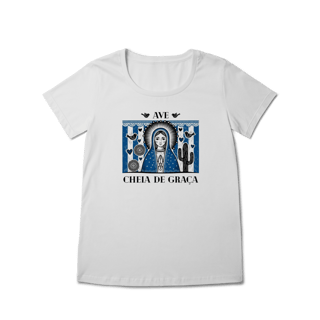 Nome do produto Camiseta Baby Long Nossa Senhora – Fé Nordestina e Devoção em Estilo Cordel