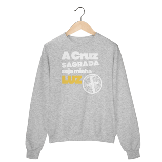 Nome do produto Moletom “A Cruz Sagrada Seja a Minha Luz” – Moletom Prime Fechado