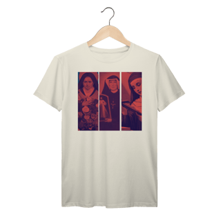 Nome do produto Camiseta Coleção Todos os Santos – Santa Teresinha, Santa Faustina e Santa Rita de Cássia