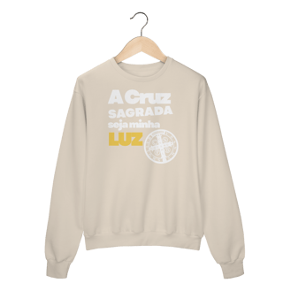 Nome do produto Moletom “A Cruz Sagrada Seja a Minha Luz” – Moletom Prime Fechado