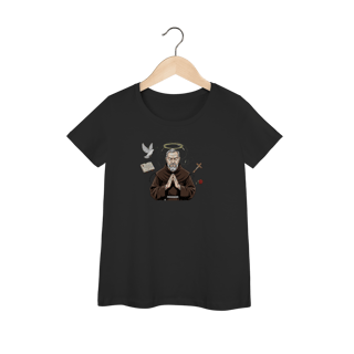Nome do produto Camiseta Baby Long Padre Pio – Fé, Milagre e Devoção Verdadeira