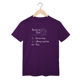 Nome do produto Camiseta “Receita do Dia” – Sorriso, Abraço e Infinito Deus | Fé com Alegria