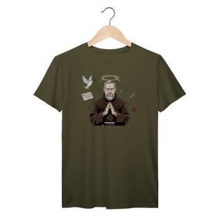 Nome do produto Camiseta Padre Pio – Fé, Milagre e Devoção Verdadeira