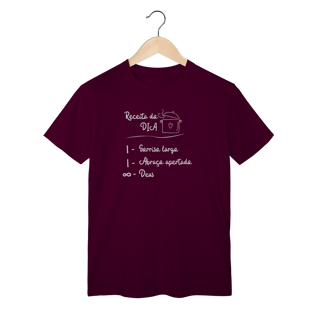 Nome do produto Camiseta “Receita do Dia” – Sorriso, Abraço e Infinito Deus | Fé com Alegria