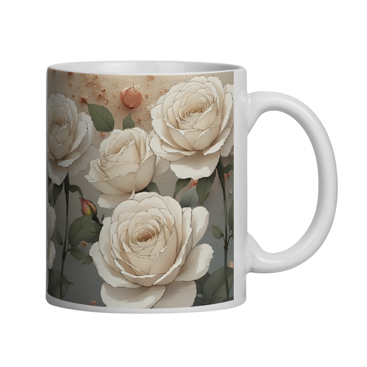 Caneca Rosas Branca 