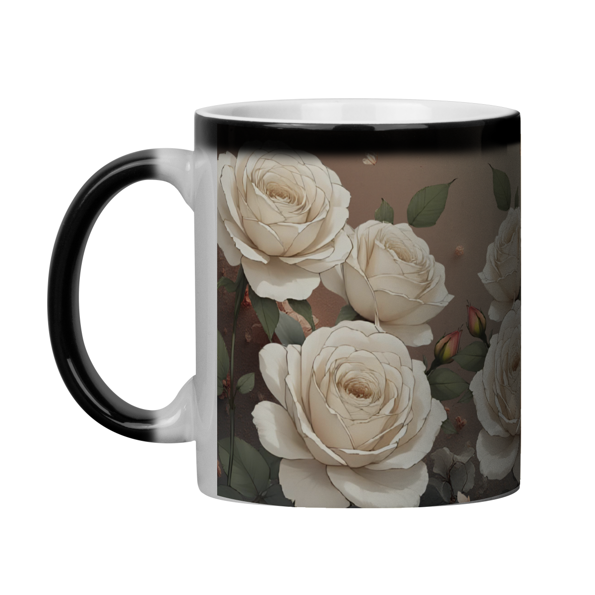 Caneca Magica Rosas Branca 