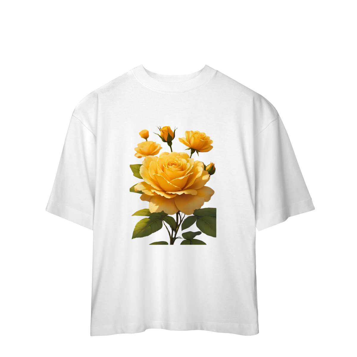 Camiseta Oversized Rosas Amerela