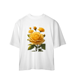 Camiseta Oversized Rosas Amerela