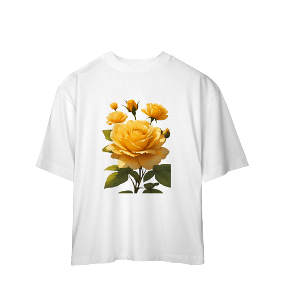 Camiseta Oversized Rosas Amerela