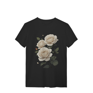 T-Shirt Quality Rosas Branca