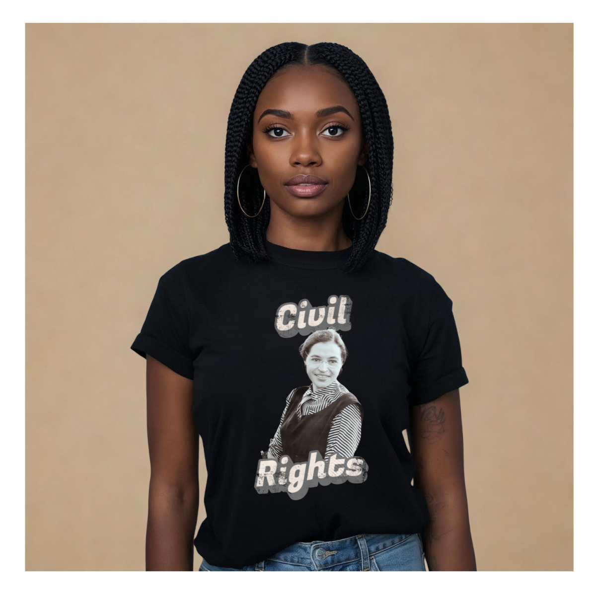 Nome do produto: T-shirt Civil Rights Rosa- Preta