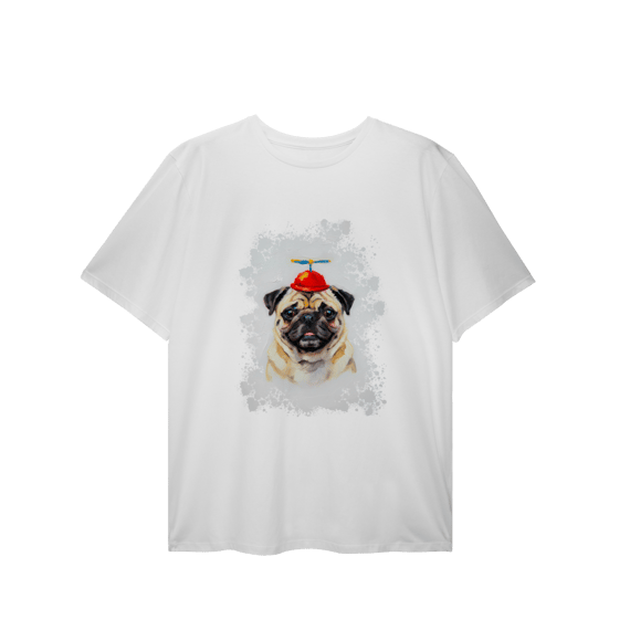 Camiseta Plus Size Pug Helicóptero