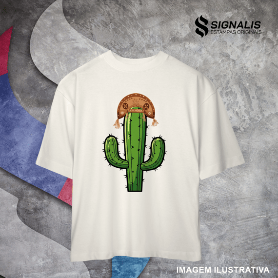 Camiseta Oversized Cacto de Chapéu