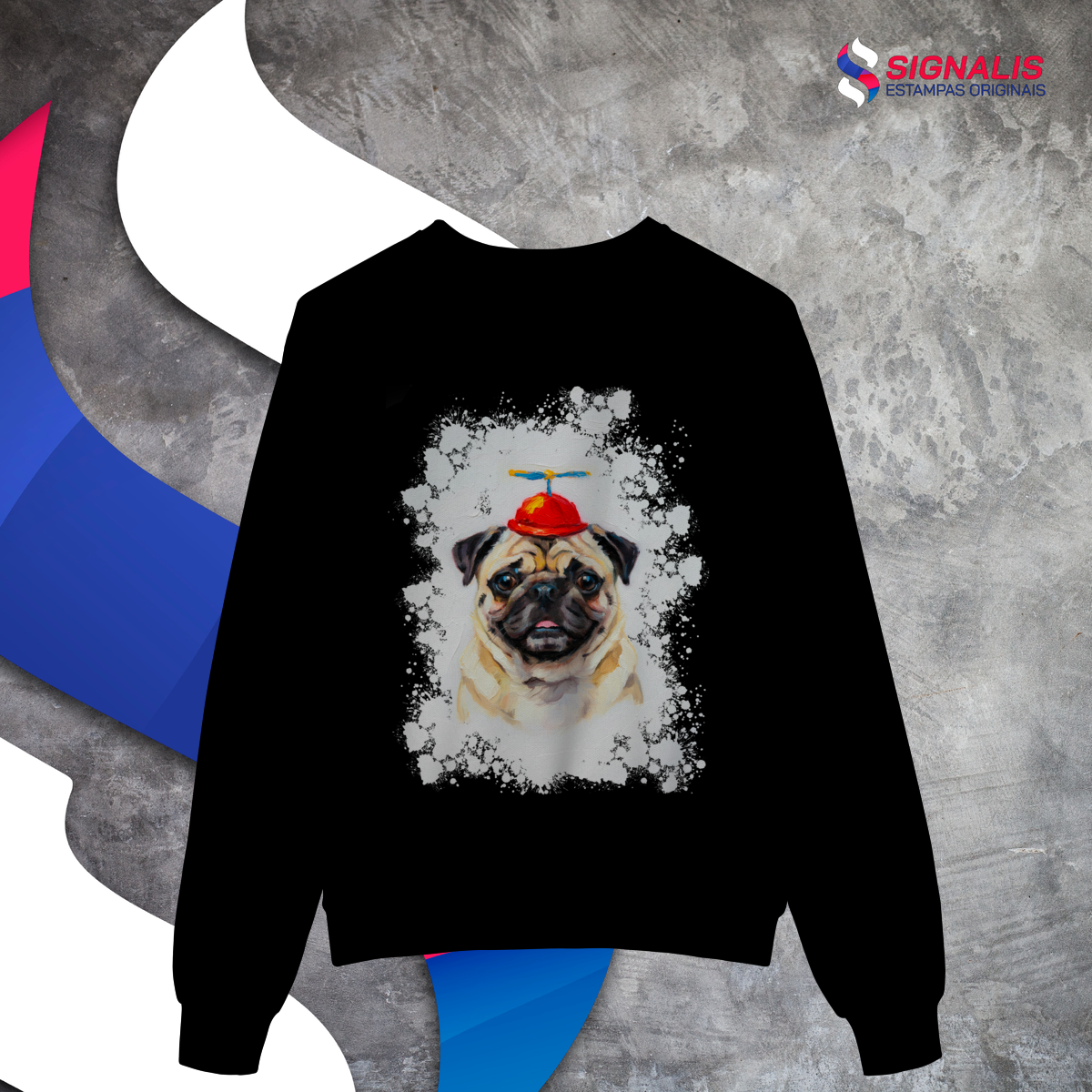 Nome do produto: Moletom Pug Helicóptero