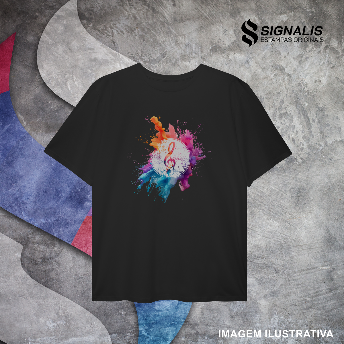 Nome do produto: Camiseta Plus Size Clave de Sol Splash