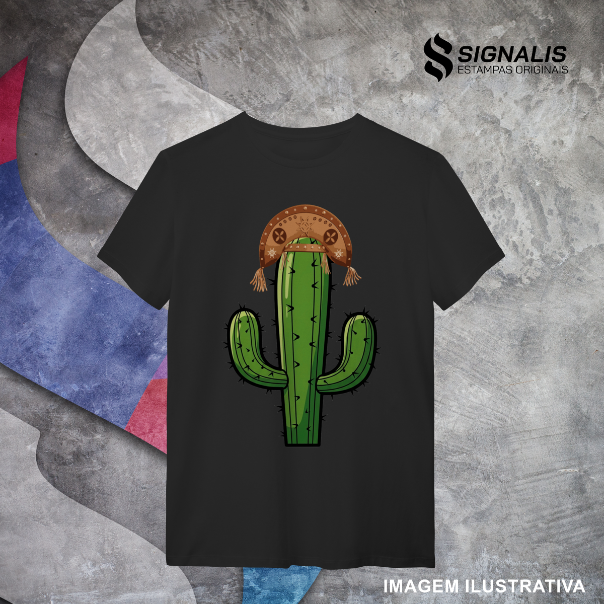 Nome do produto: Camiseta Quality Cacto com Chapéu