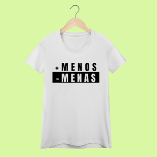 Nome do produto Camiseta Feminina + Menos – Menas com dica de português