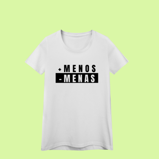 Nome do produto Camiseta Feminina + Menos – Menas com dica de português