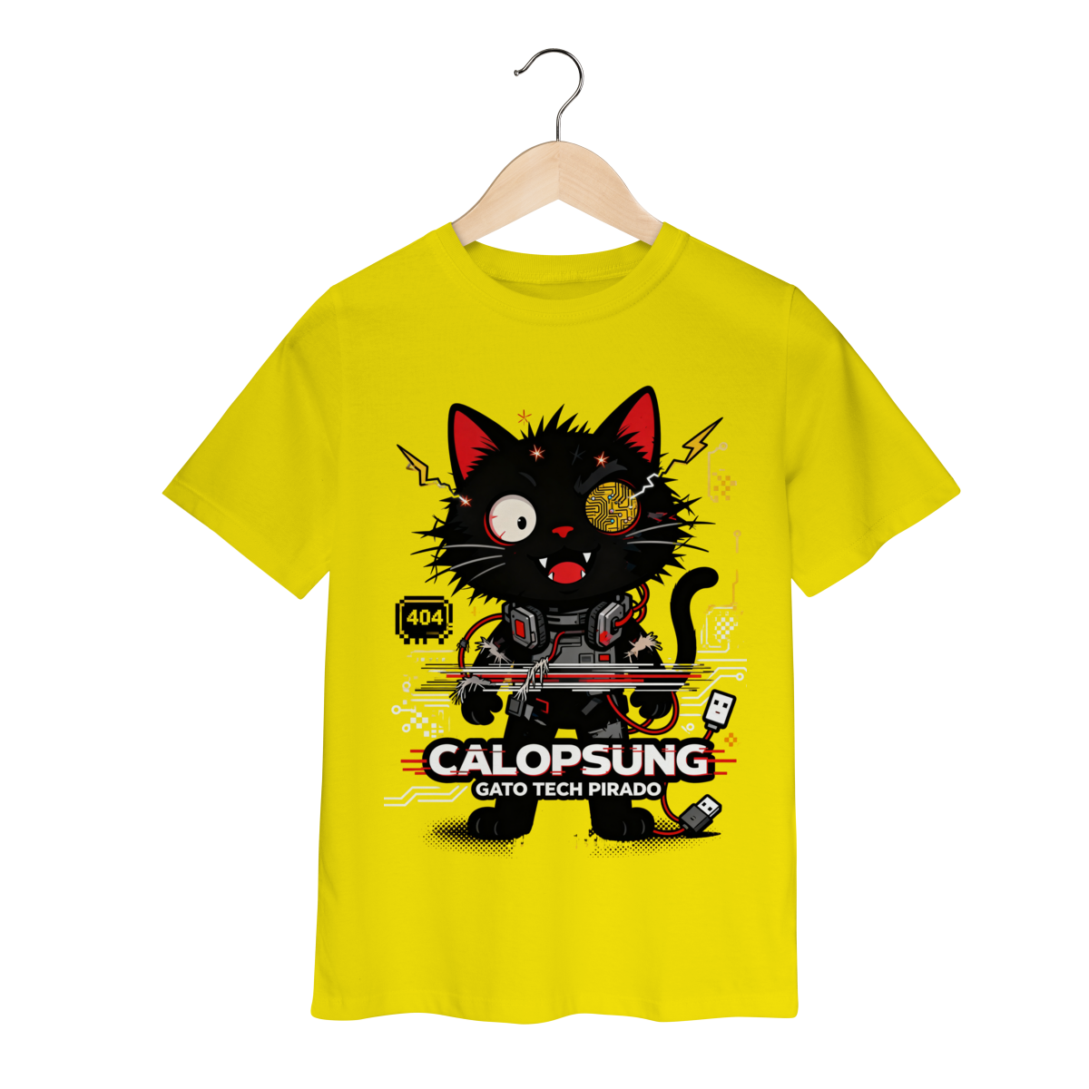 Nome do produto: Camiseta Calopsung Gato Tech Pirado - Meme Tecnologia