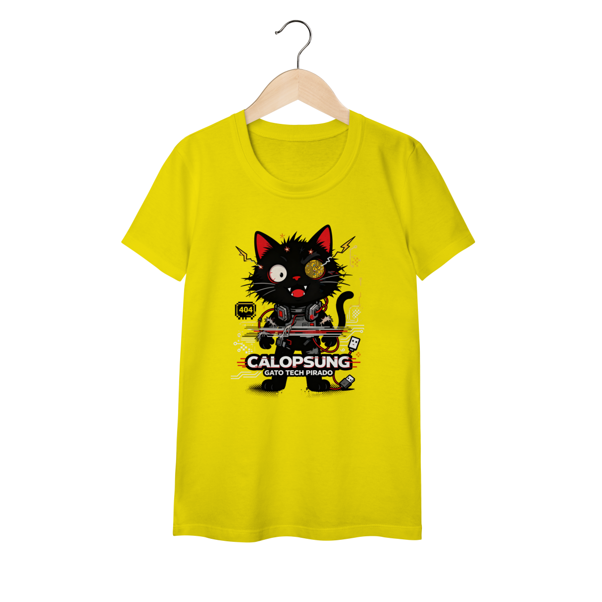 Nome do produto: Camiseta Calopsung Gato Tech Pirado - Meme Tecnologia