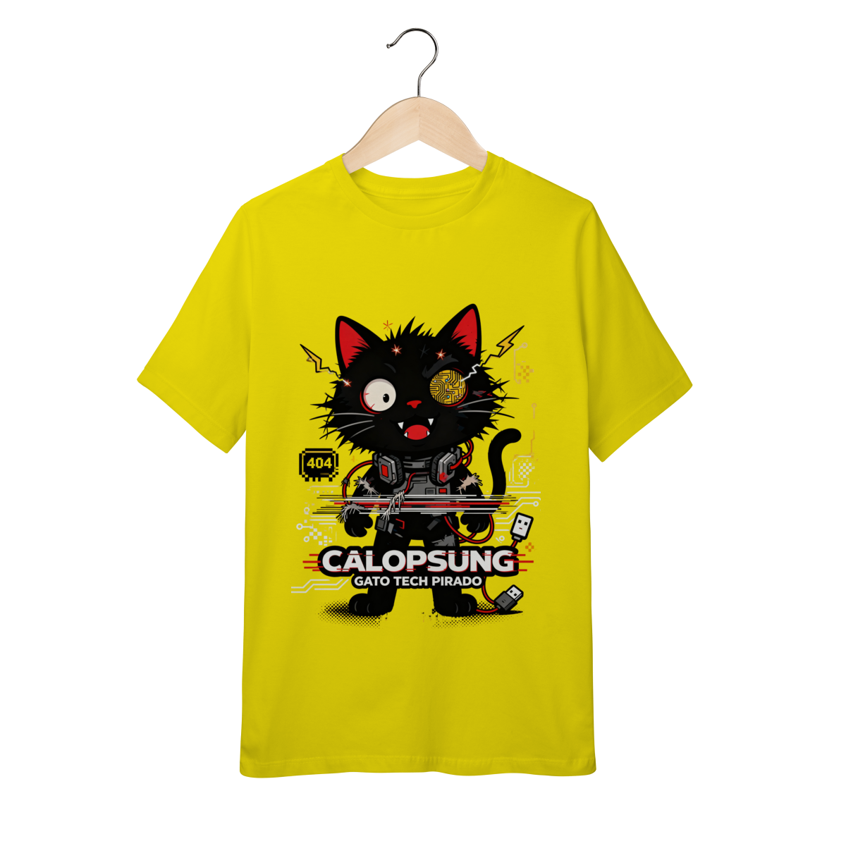 Nome do produto: Camiseta Calopsung Gato Tech Pirado - Meme Tecnologia