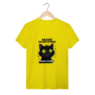 Nome do produto T-Shirt - NAZARÉ TENTANDO ENTENDER - GATO PRETO CONFUSO