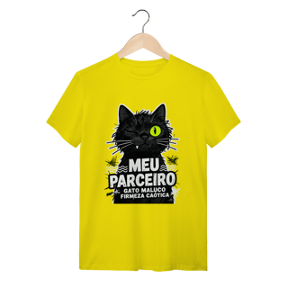 Nome do produto Camiseta Meu Parceiro Gato Maluco Streetwear Firmeza Caótica