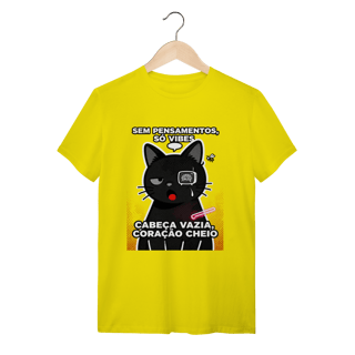 Nome do produto Camiseta Sem Pensamentos Só Vibes Gato Braindead Gen Z