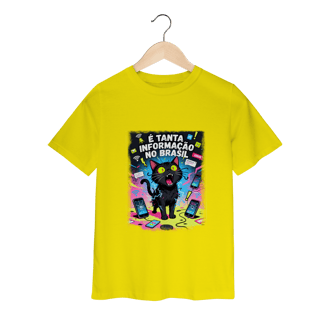 Nome do produto Camiseta E Tanta Informação no Brasil - Gato Preto Surtado Meme 