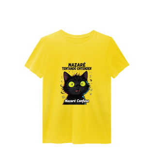 Nome do produto T-Shirt Estonada - NAZARÉ TENTANDO ENTENDER - GATO PRETO CONFUSO