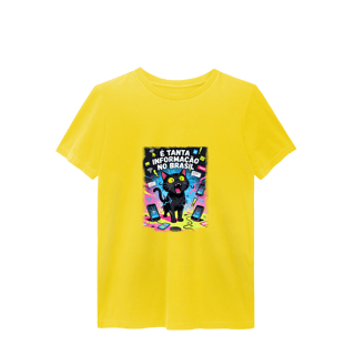 Nome do produto Camiseta É Tanta Informação no Brasil - Gato Preto Surtado Meme