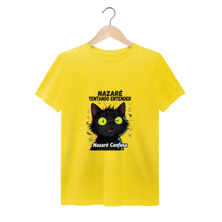 Nome do produto T-Shirt Estonada - NAZARÉ TENTANDO ENTENDER - GATO PRETO CONFUSO