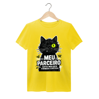 Nome do produto Camiseta Meu Parceiro Gato Maluco Streetwear Firmeza Caótica
